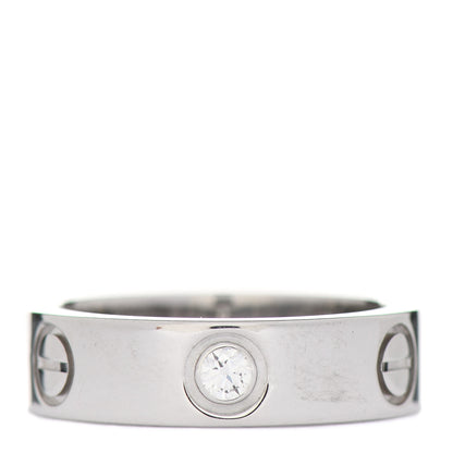 Cartier 18K White Gold 3 Diamond 5.5mm LOVE Ring 53 6.5 3 of 4