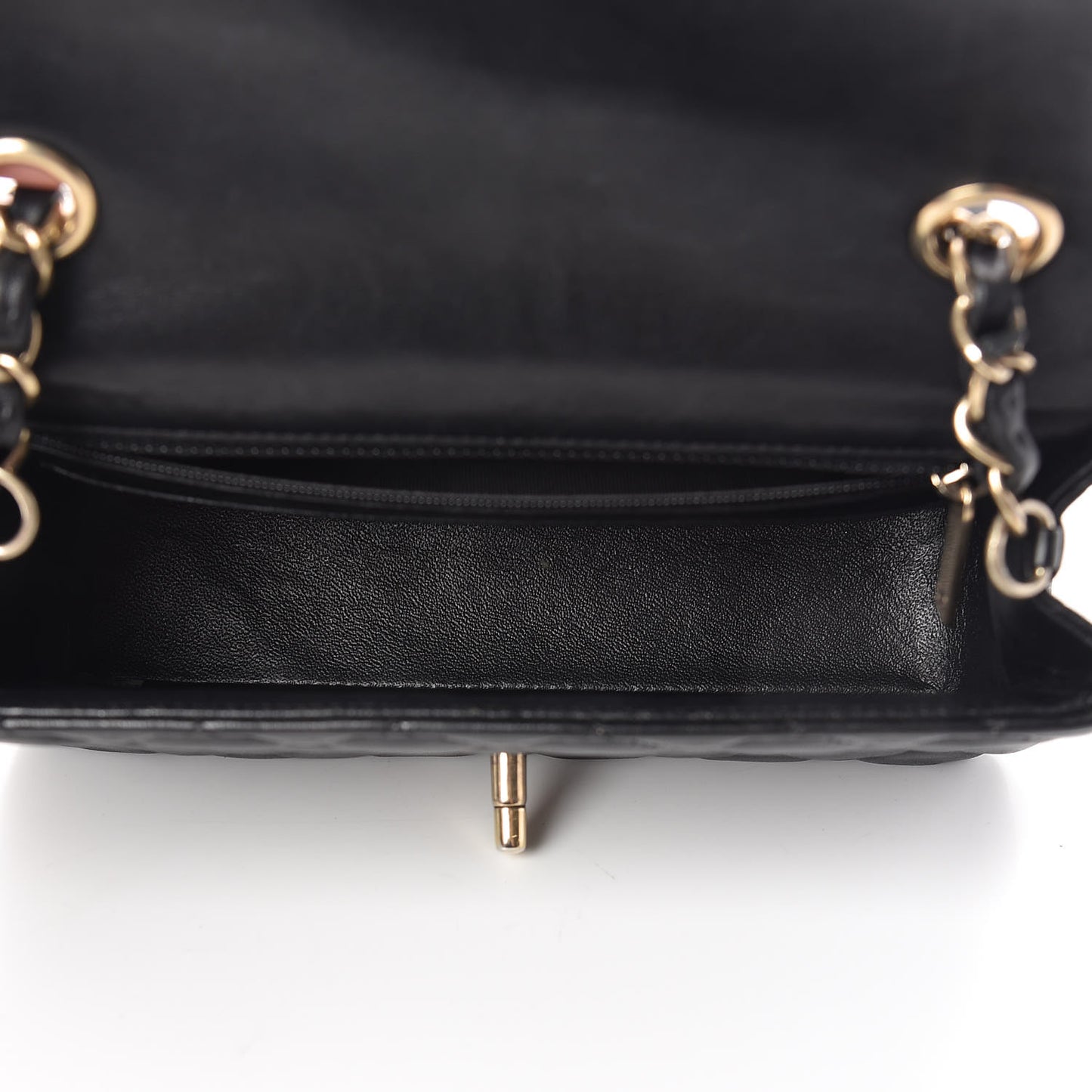 Lambskin Quilted Mini Rectangular Flap Black