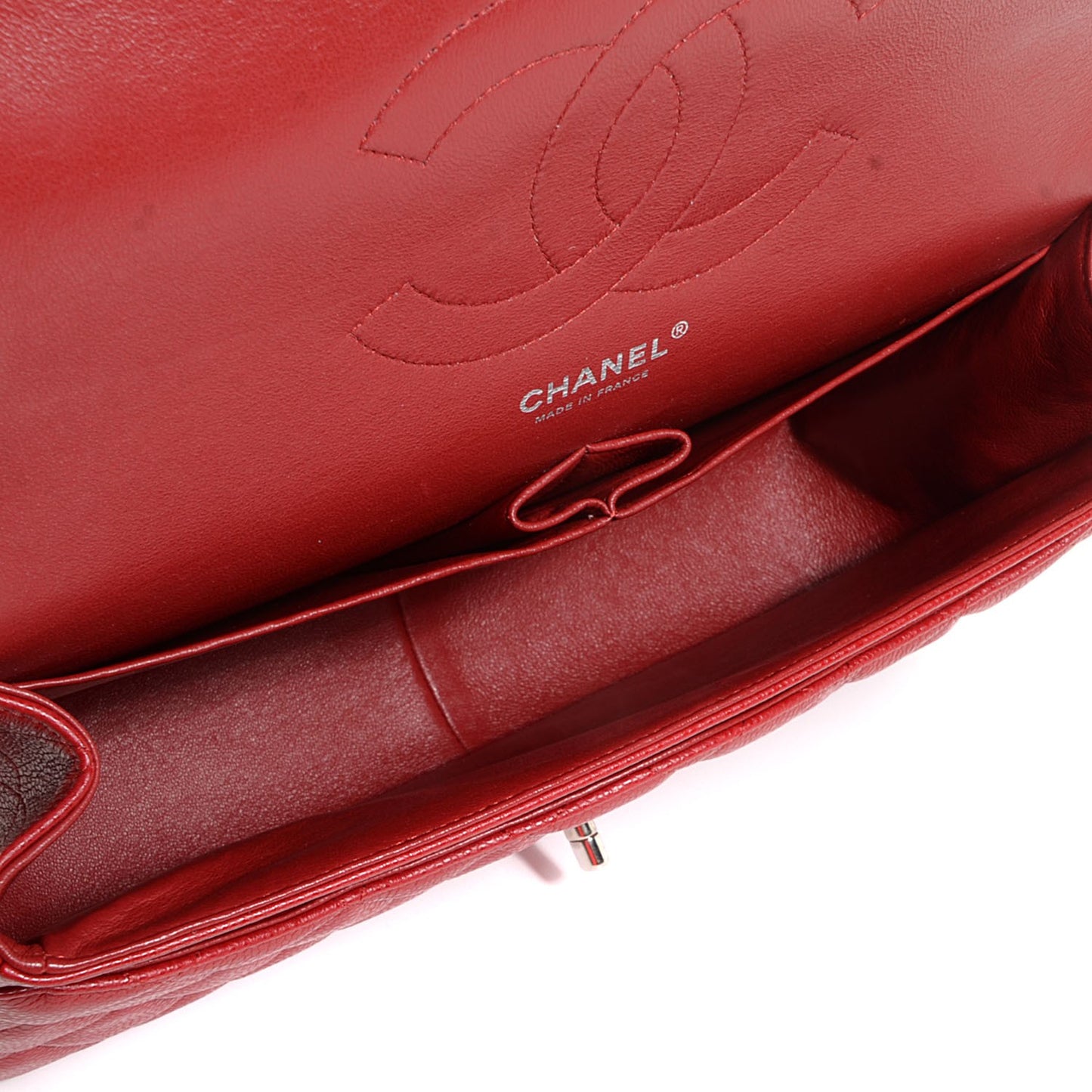 Caviar Quilted Jumbo Double Flap Red