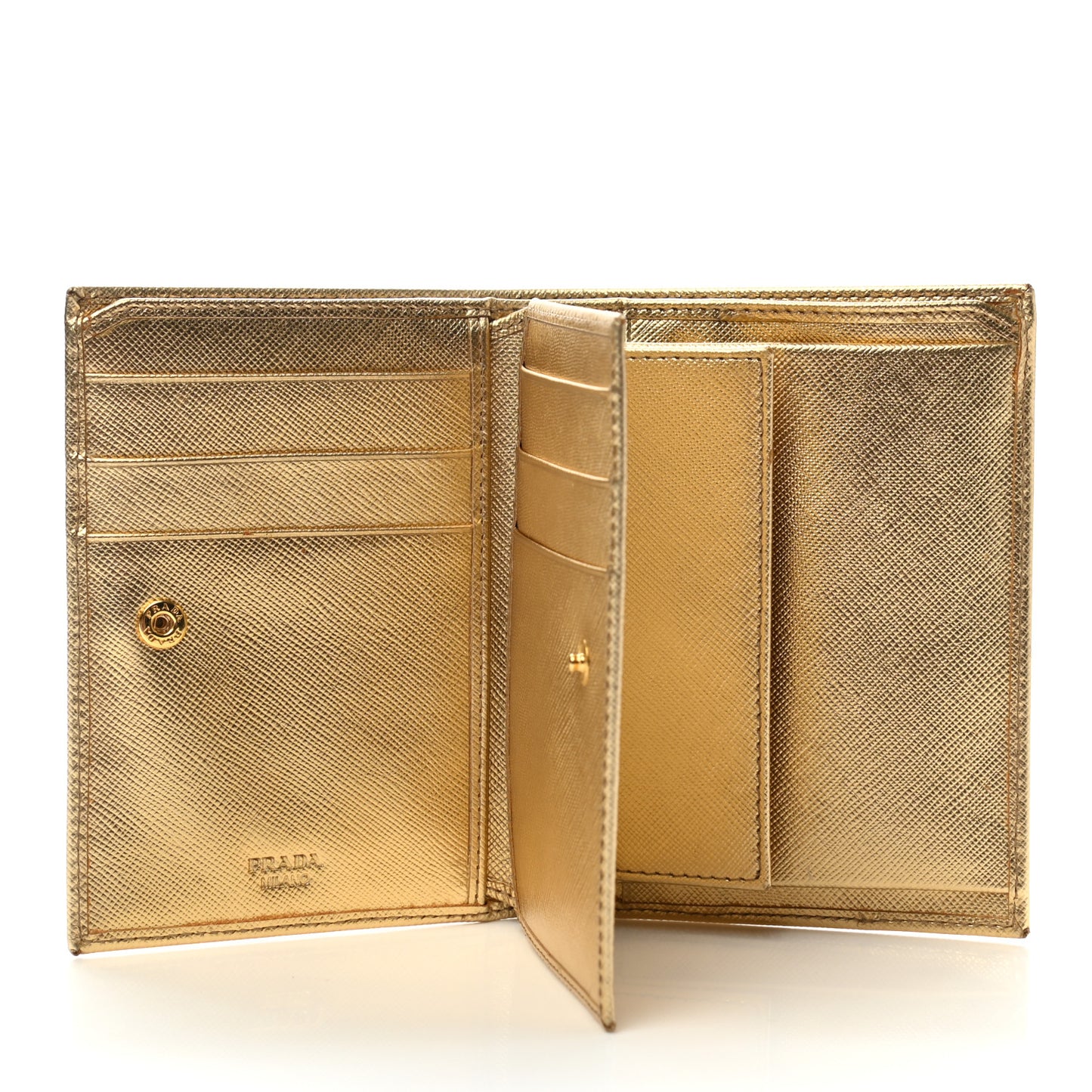 Saffiano Metal Bi-Fold Wallet Platino