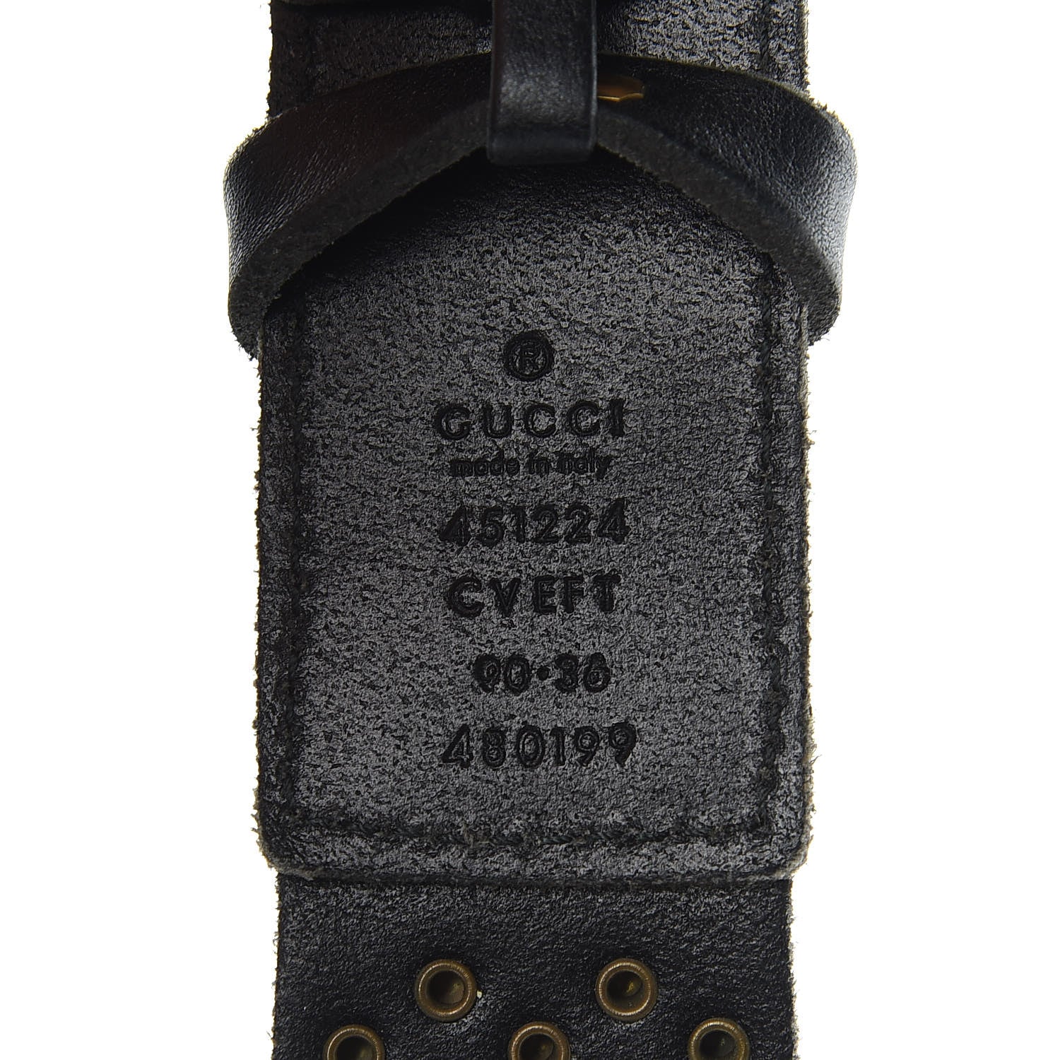 Gucci Calfskin Studded Feline Belt 90 36 Black 6 of 6