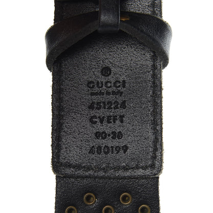 Gucci Calfskin Studded Feline Belt 90 36 Black 6 of 6