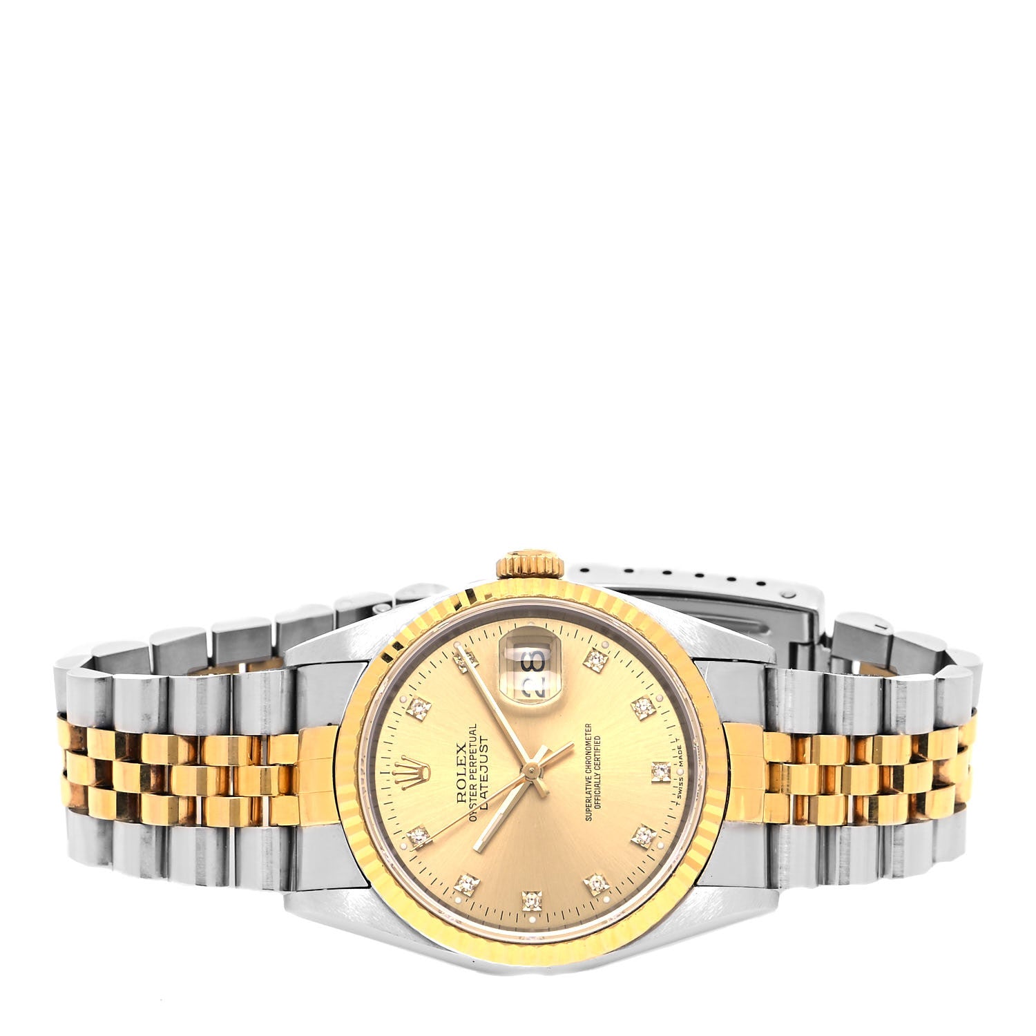 Rolex Stainless Steel 18K Yellow Gold Diamond 36mm Oyster Perpetual Datejust Watch Champagne 16233 2 of 4