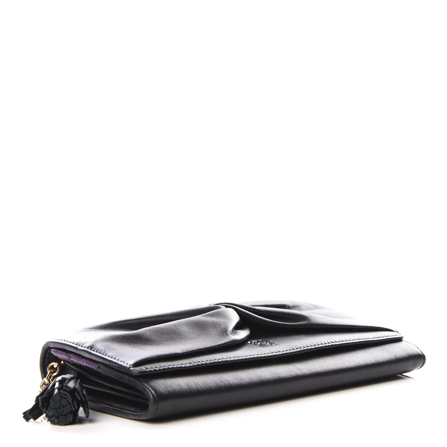 Nappa Bow Chain Wallet Black