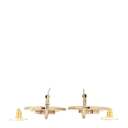 Chanel Metal Crystal CC Hoop Drop Earrings Gold 3 of 4