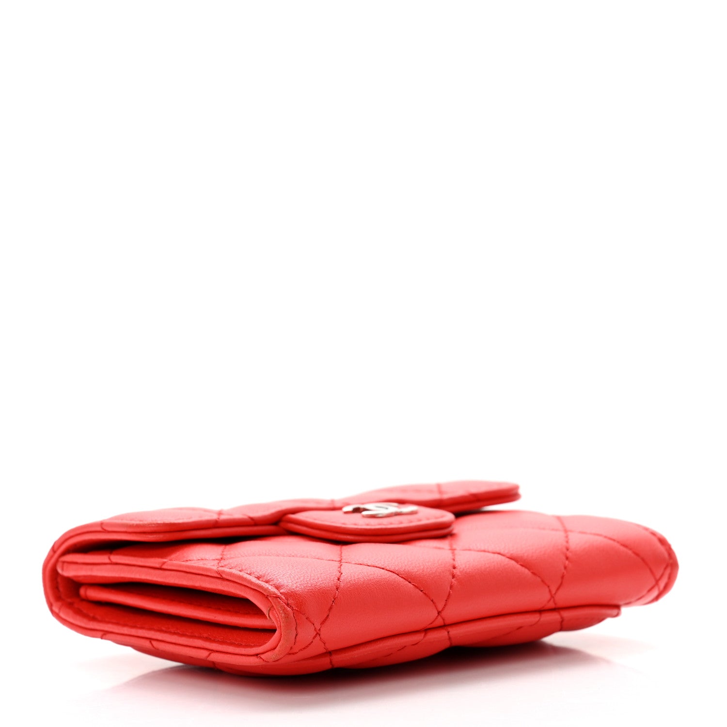 Chanel Lambskin Quilted Flap Card Holder Wallet Red 4 of 9