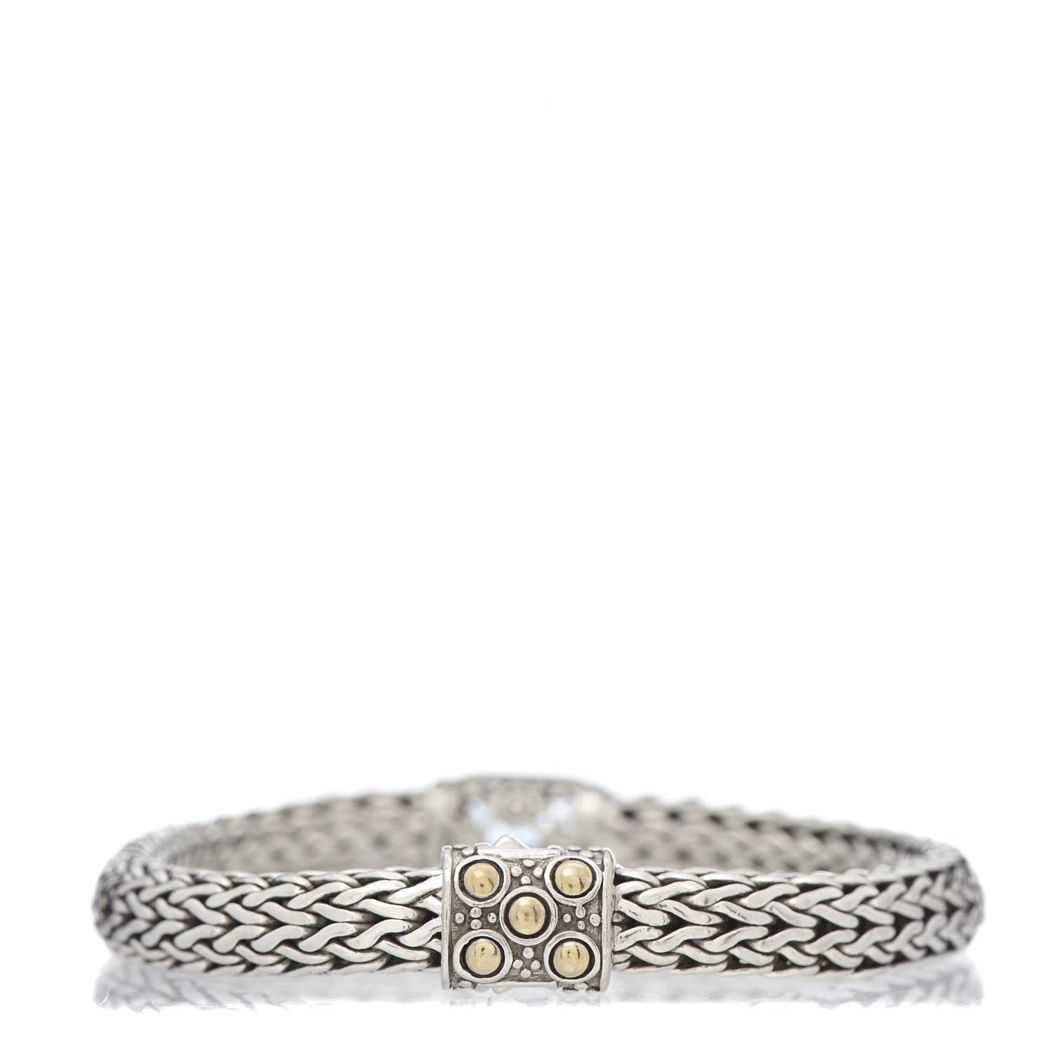 John Hardy Sterling Silver 18K Yellow Gold Blue Topaz 6.5mm Classic Chain Baby Bracelet 3 of 4