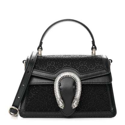 Gucci Satin Crystal GG Monogram Mini Dionysus Top Handle Bag Black 1 of 15