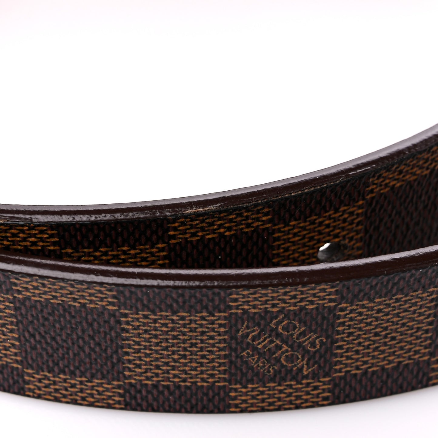 Damier Ebene LV Paris Buckle Belt 80 32 Silver