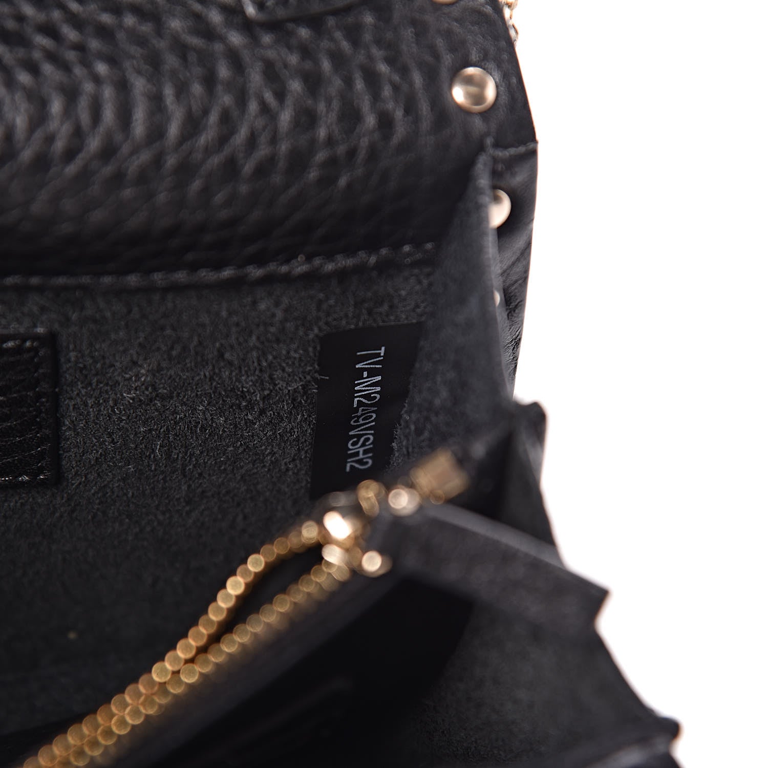 Valentino Garavani Pebbled Calfskin Rockstud Wallet on Chain Black 9 of 10