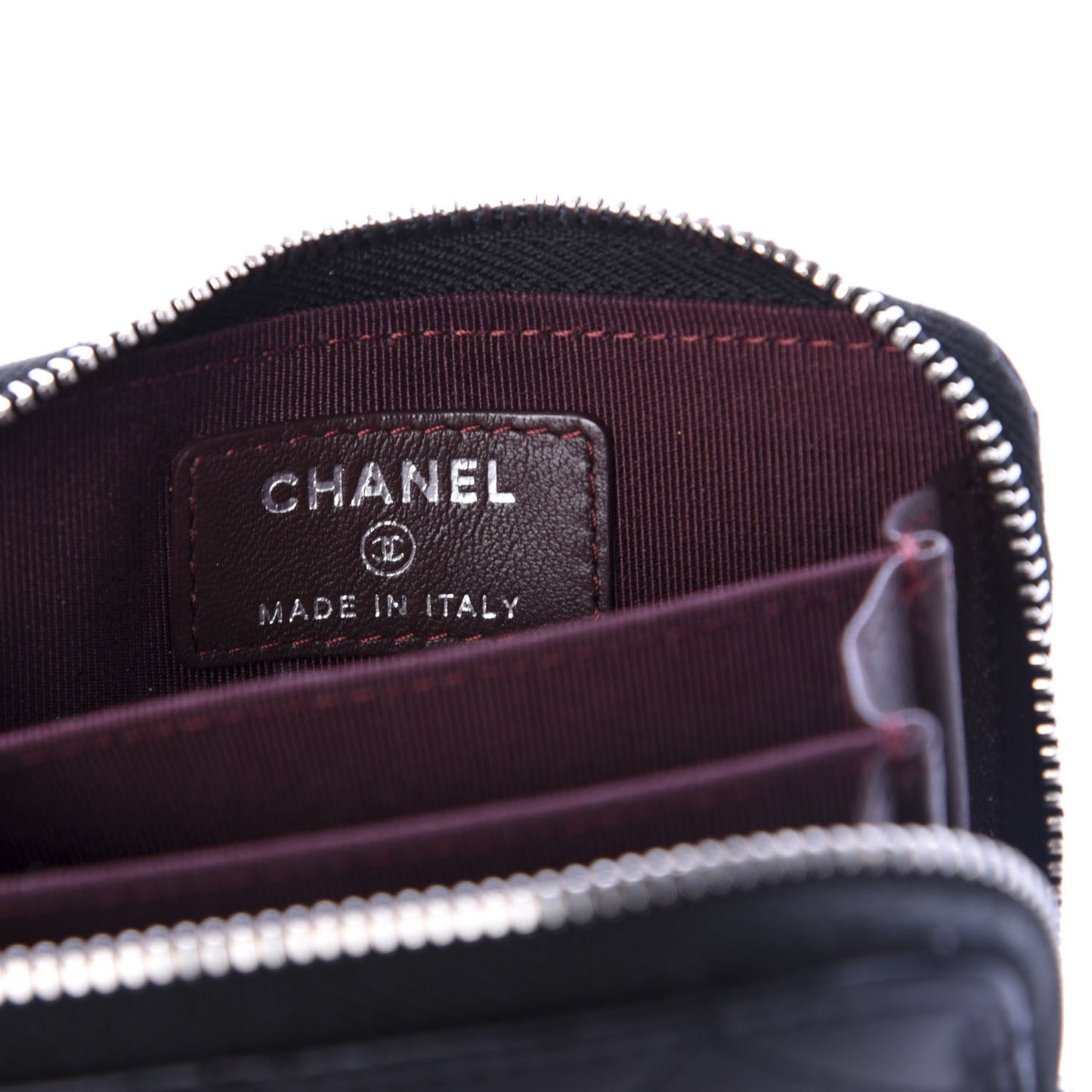 Lambskin Quilted Zip Coin Purse Black