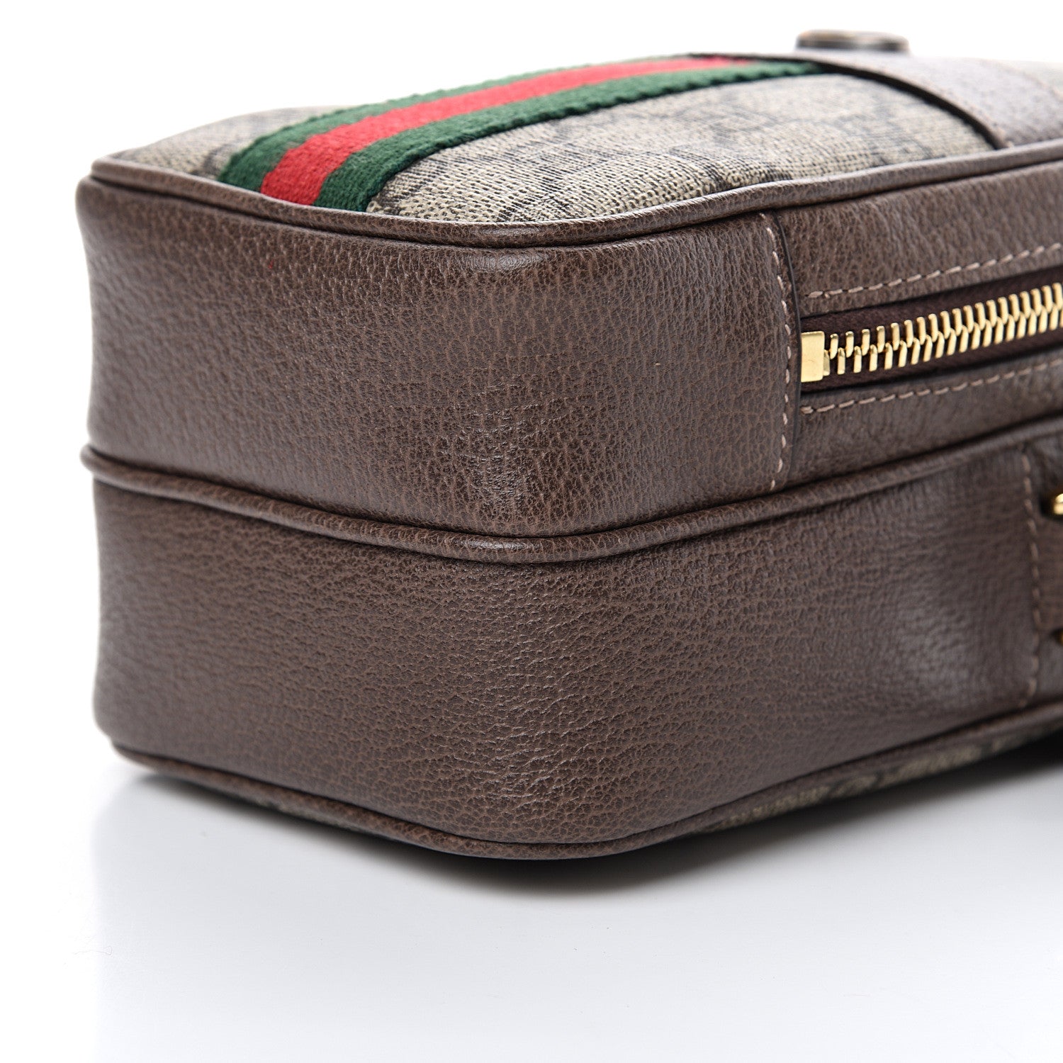 Gucci GG Supreme Monogram Web Mini Ophidia Double Zip Crossbody Bag Brown 10 of 10