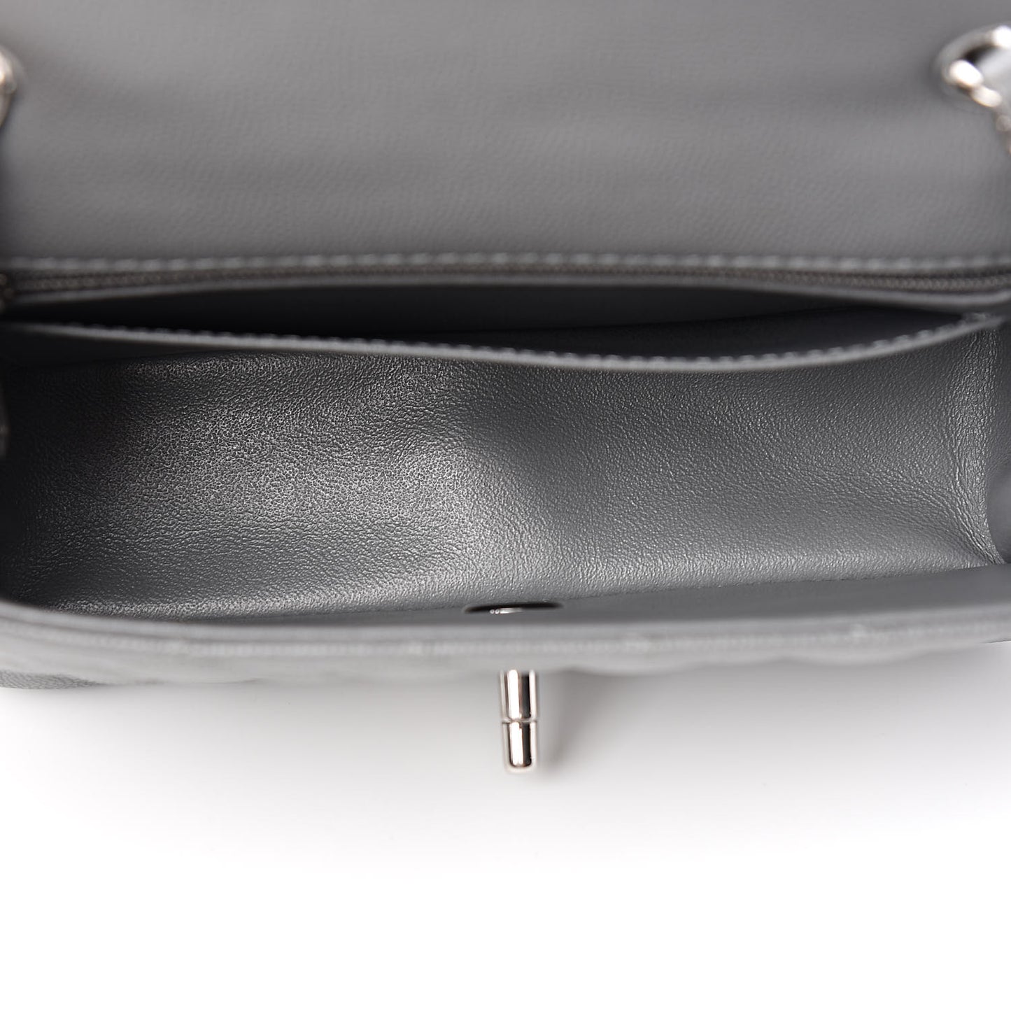 Caviar Quilted Mini Rectangular Flap Grey