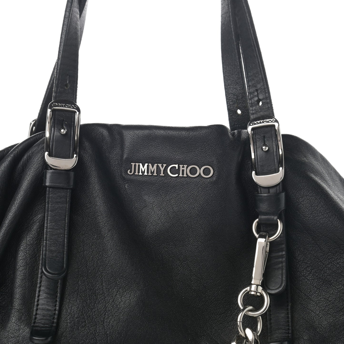 Lambskin Chain Embellished Blare Tote Black