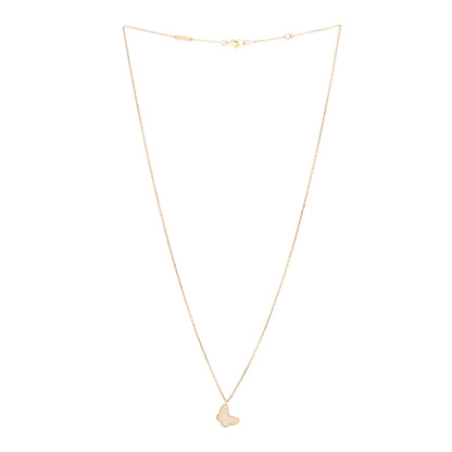Van Cleef & Arpels 18K Yellow Gold Mother of Pearl Sweet Alhambra Butterfly Pendant Necklace 3 of 6