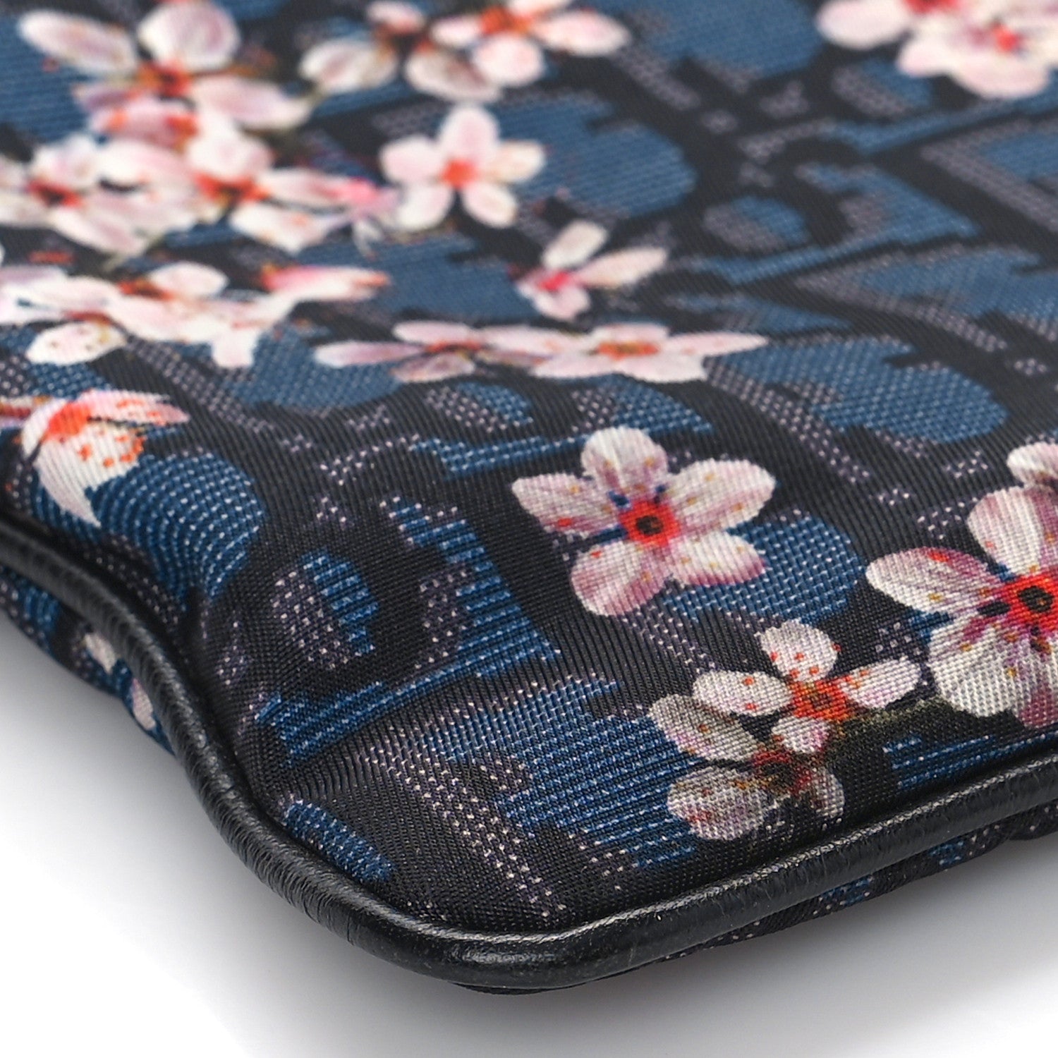 Christian Dior x Sorayama Nylon Grained Calfskin Oblique Zipped Pouch Navy Blue 7 of 9
