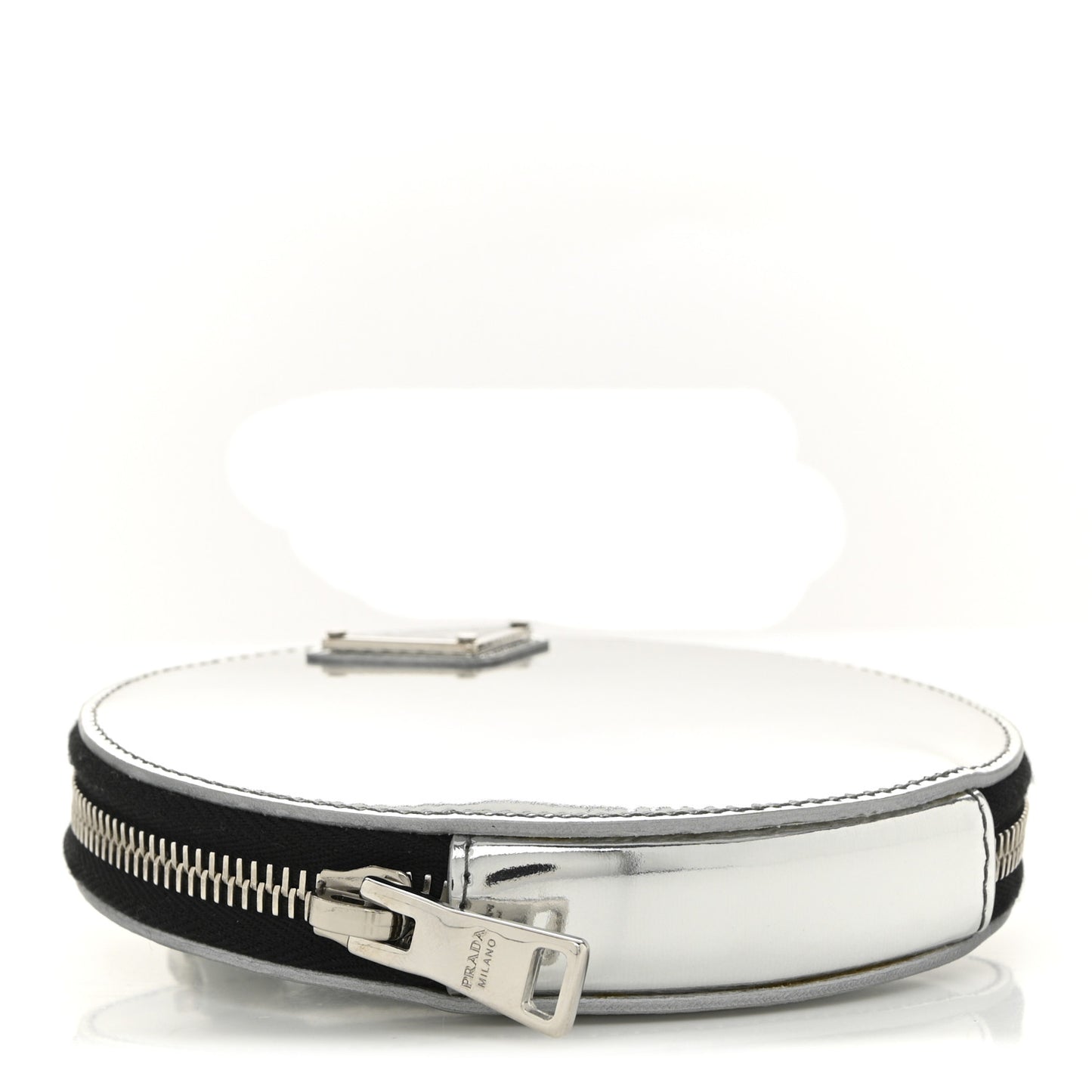 Spazzolato Round Chain Coin Crossbody Pouch Argento
