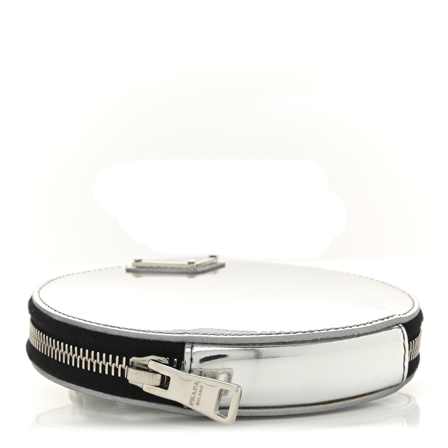 Prada Spazzolato Round Chain Coin Crossbody Pouch Argento 4 of 10