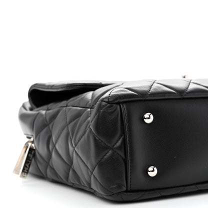 Chanel Lambskin Quilted Bowler Flap Shoulder Bag Black 9 of 12