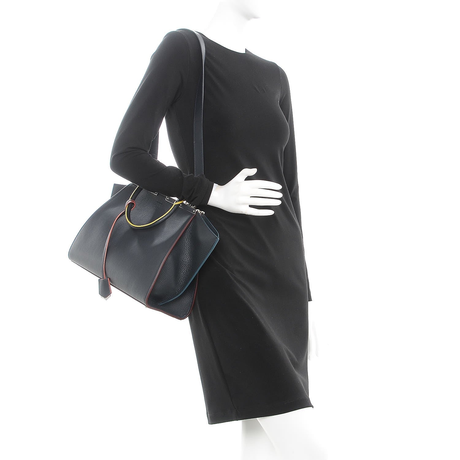 Fendi Vitello Dolce Century Petite 3Jours Tote Blue Notte 3 of 12