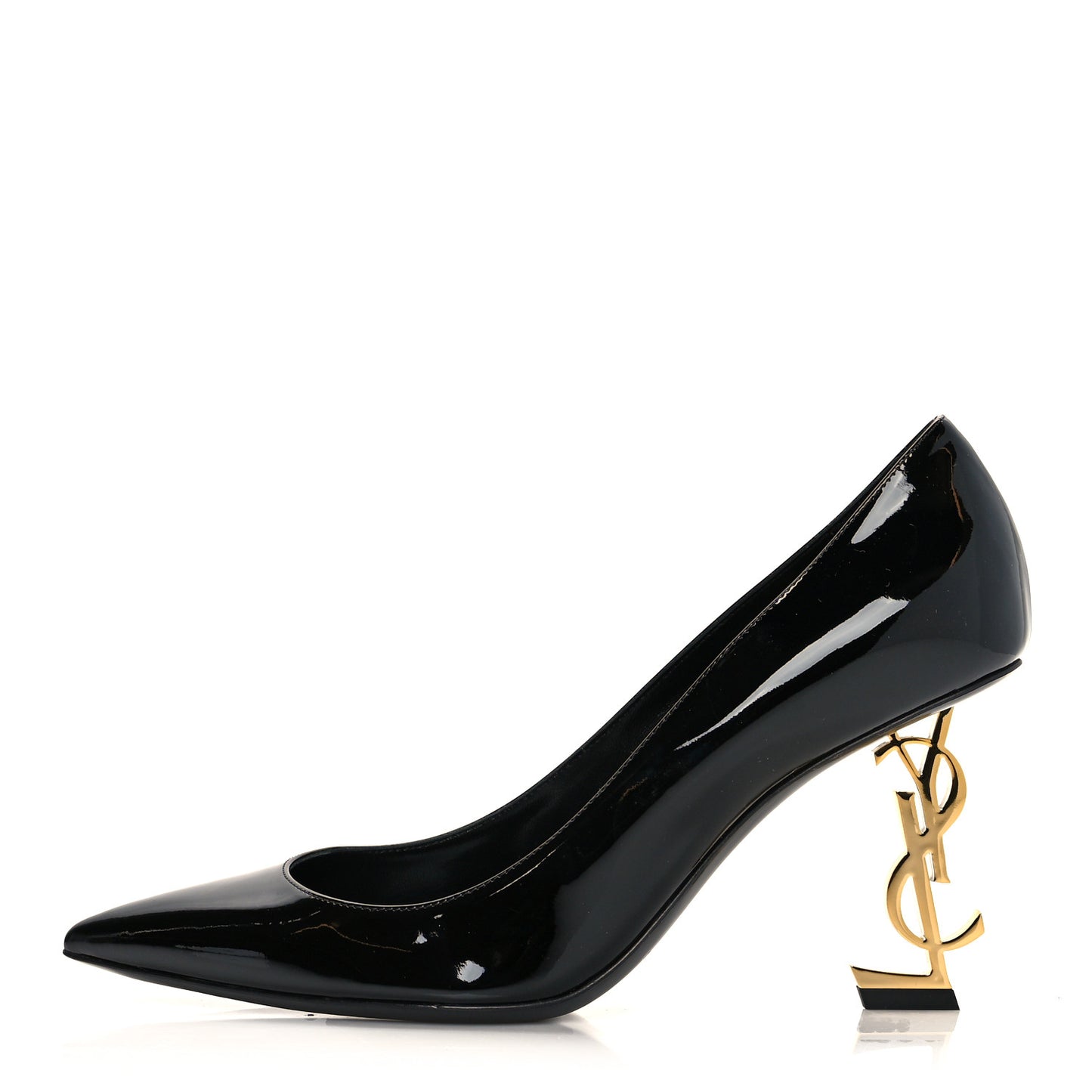 Patent Calfskin Opyum 85 Pumps 38 Black Gold