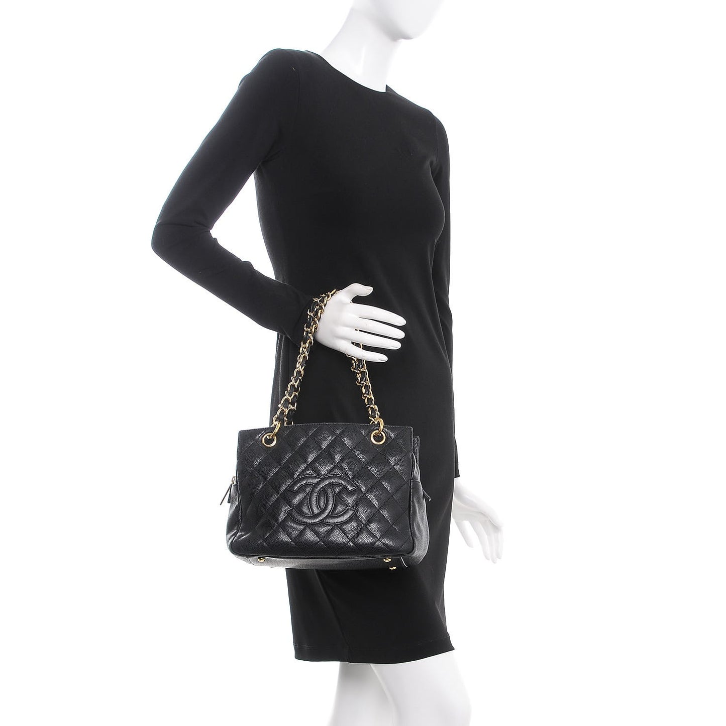 Caviar Quilted Petit Timeless Tote PTT Black