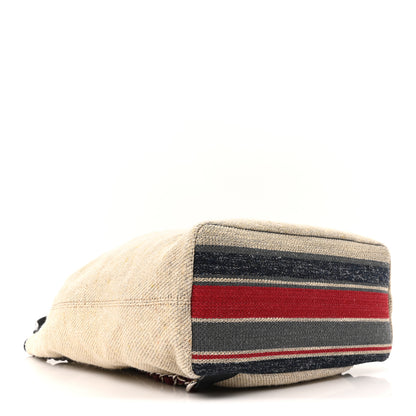 Chanel Striped Canvas Large Deauville Backpack Beige 4 of 10