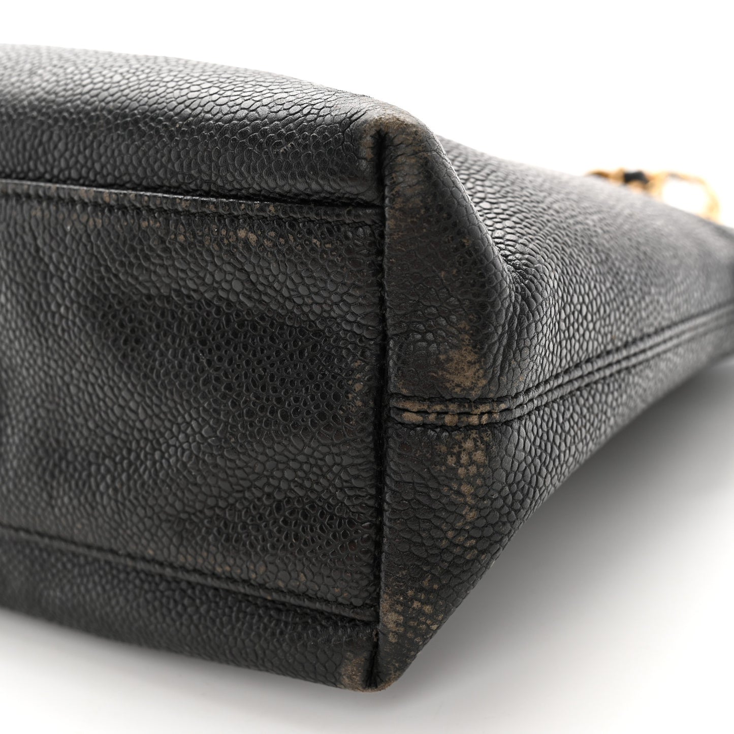 Caviar Logo Shoulder Bag Black