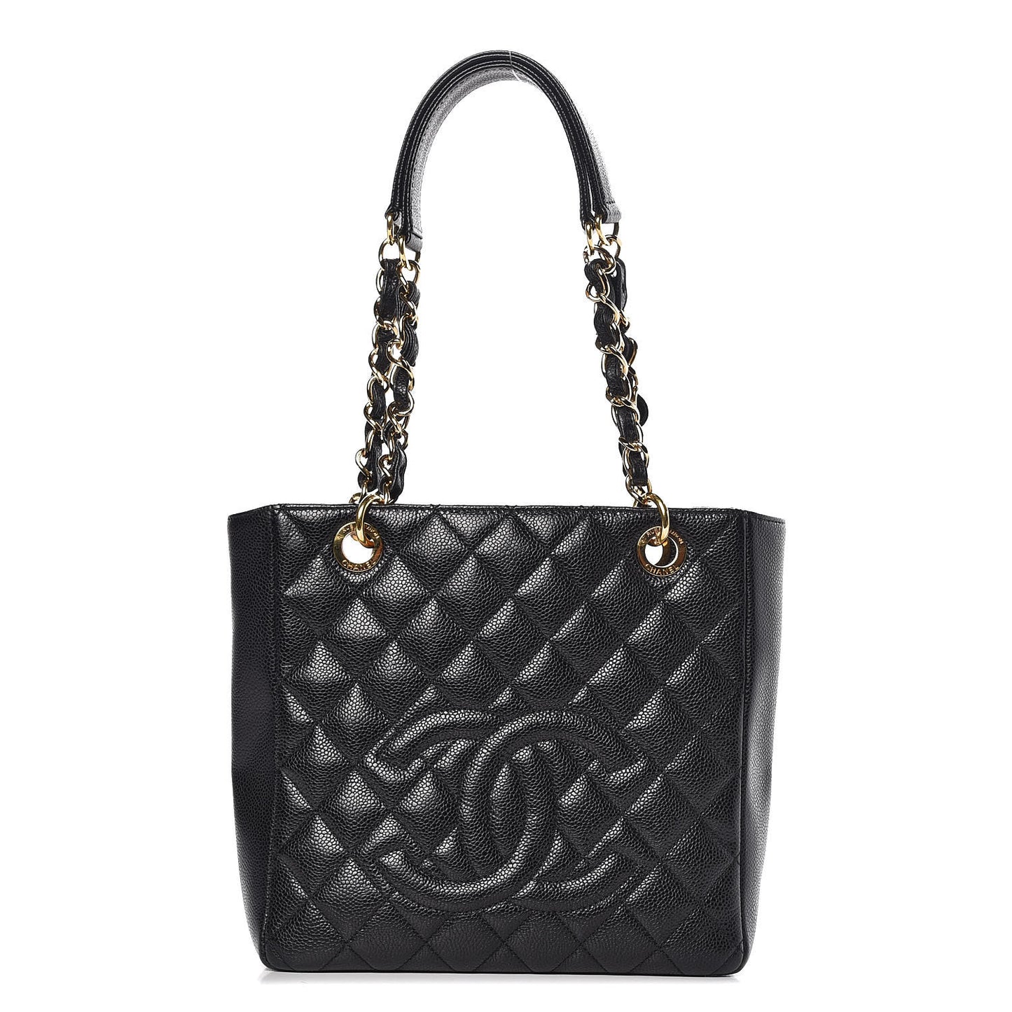 Caviar Quilted Petit Shopping Tote PST Black