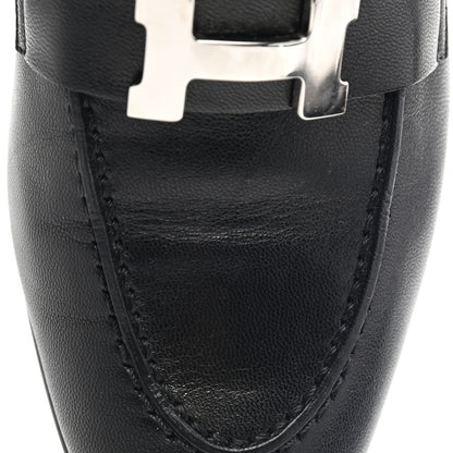 Hermes Goatskin Womens Paris Loafers 36 Black 10 of 11