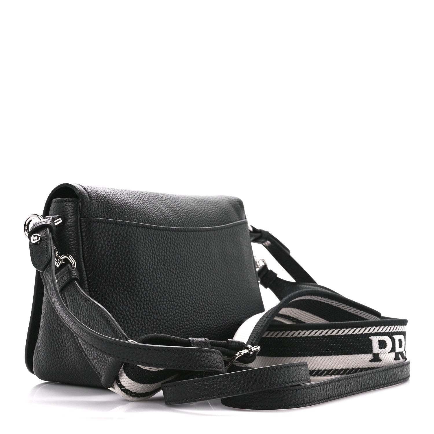 Prada Vitello Daino Soft Flap Crossbody Black 2 of 11
