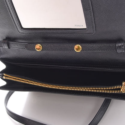 Prada Saffiano Metal Flap Wallet With Strap Nero Black 5 of 9