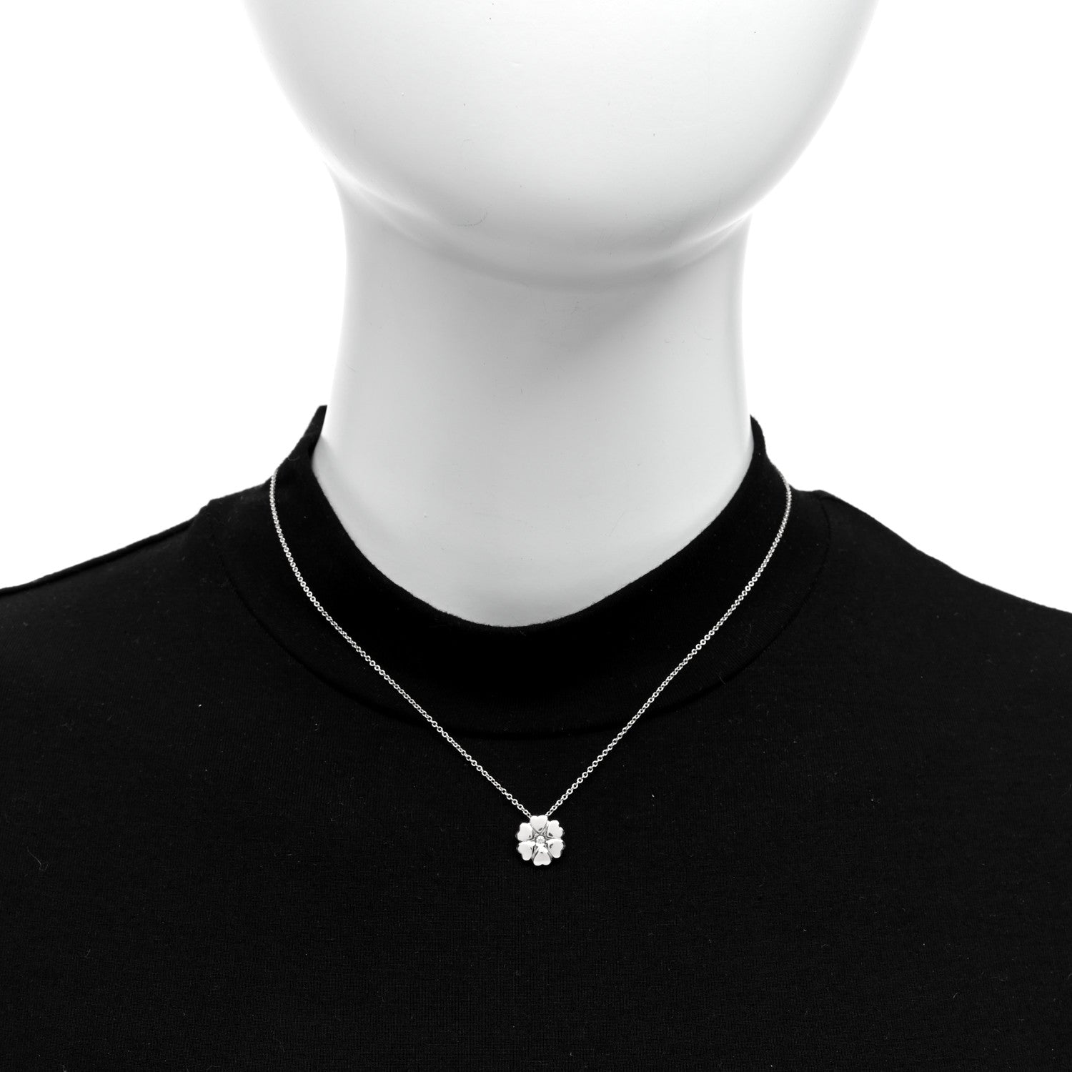 Tiffany Sterling Diamond Paloma Picasso Flower Heart Pendant Necklace 2 of 4