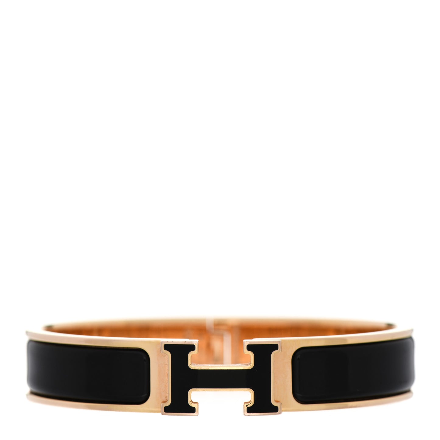 Enamel Narrow Clic Clac H Bracelet PM Black