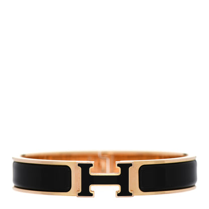 Hermes Enamel Narrow Clic Clac H Bracelet PM Black 1 of 4