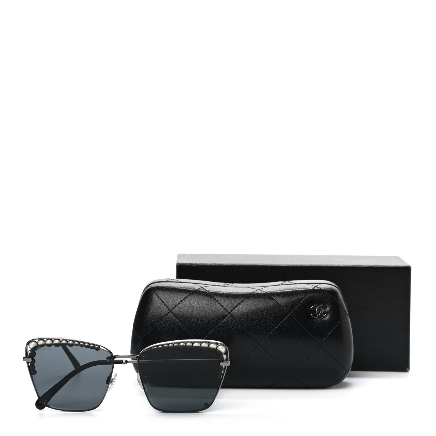 Chanel Metal Square Frame Pearl Sunglasses 4235-H Dark Grey 7 of 7