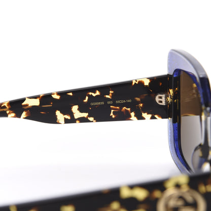 Gucci Square Frame GG0083S Sunglasses Glitter Blue Havana Brown 5 of 7