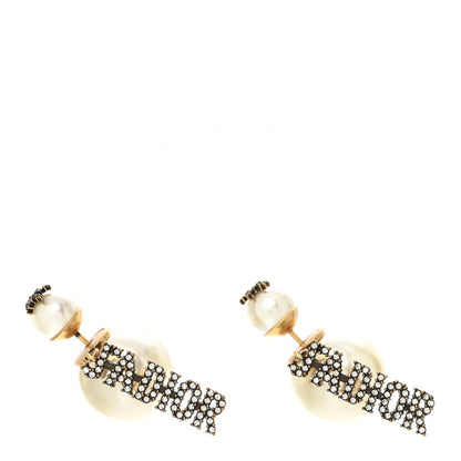 Christian Dior Pearl Crystal J'Adior Tribal Earrings Gold 1 of 8