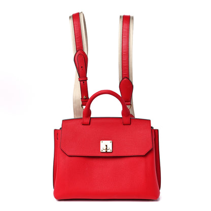 MCM Grained Calfskin Medium Milla Convertible Backpack Red 1 of 11