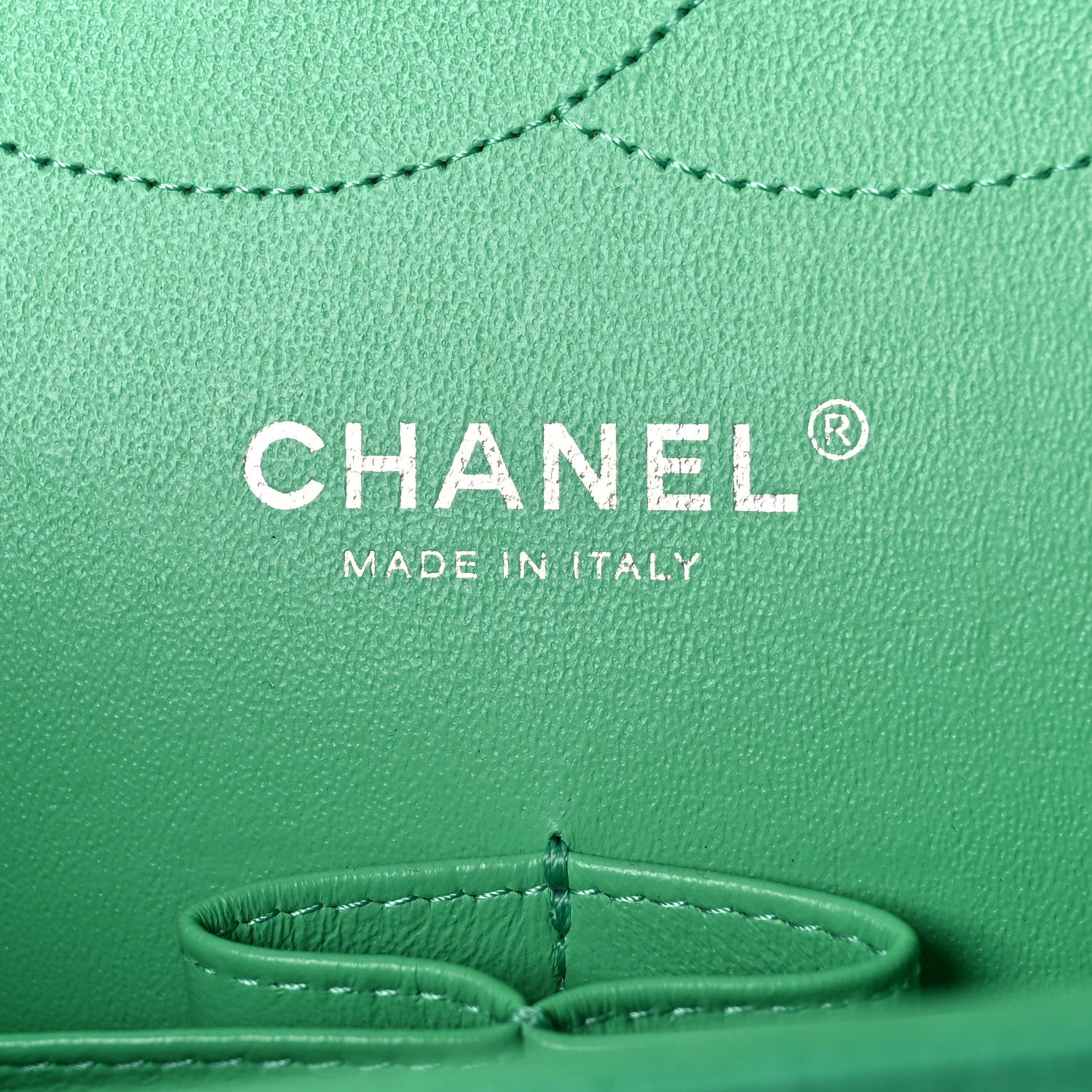 Chanel Caviar Chevron Quilted Jumbo Double Flap Green 5 of 8