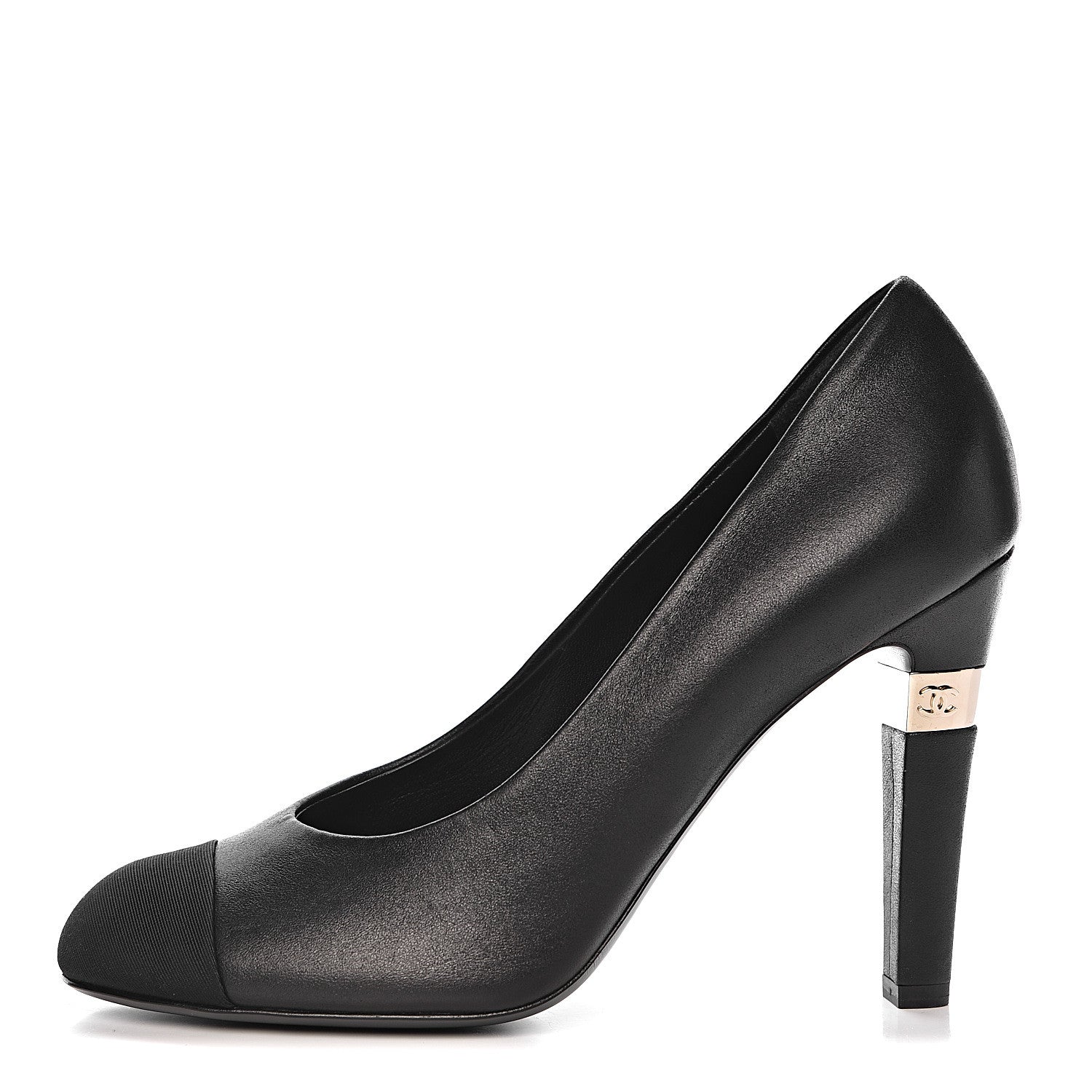 Chanel Lambskin Grosgrain Cap Toe CC Pumps 39 Black 1 of 9
