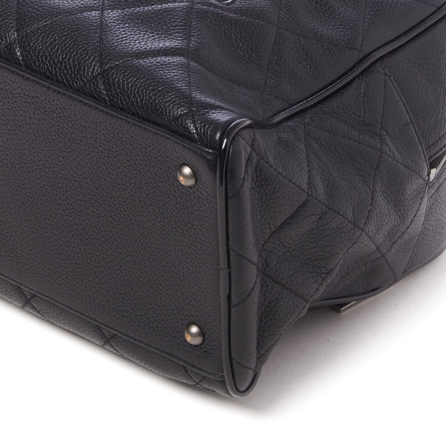 Calfskin Patent Quilted Large Bowler Black