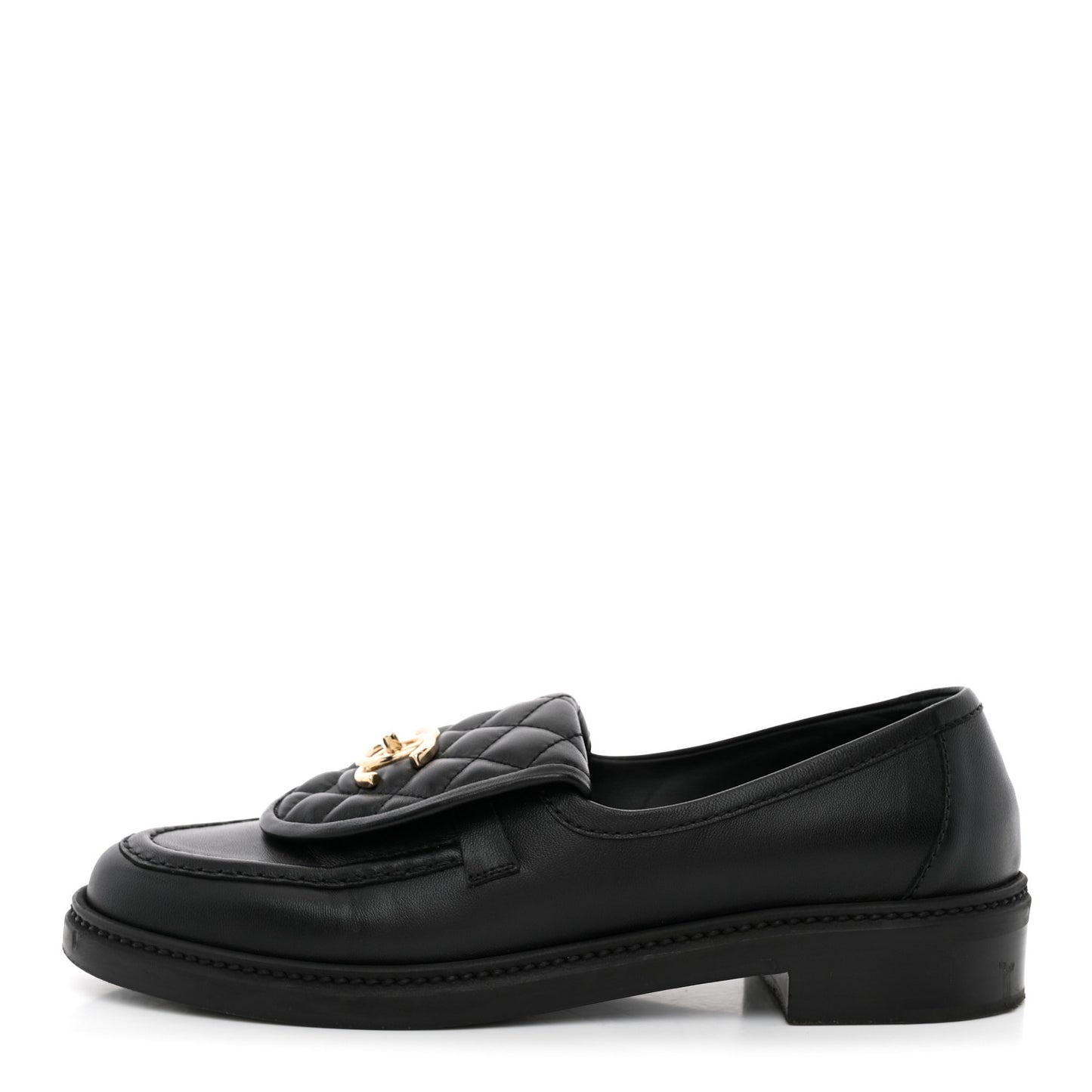 Lambskin Quilted CC Turnlock Loafers 39 Black