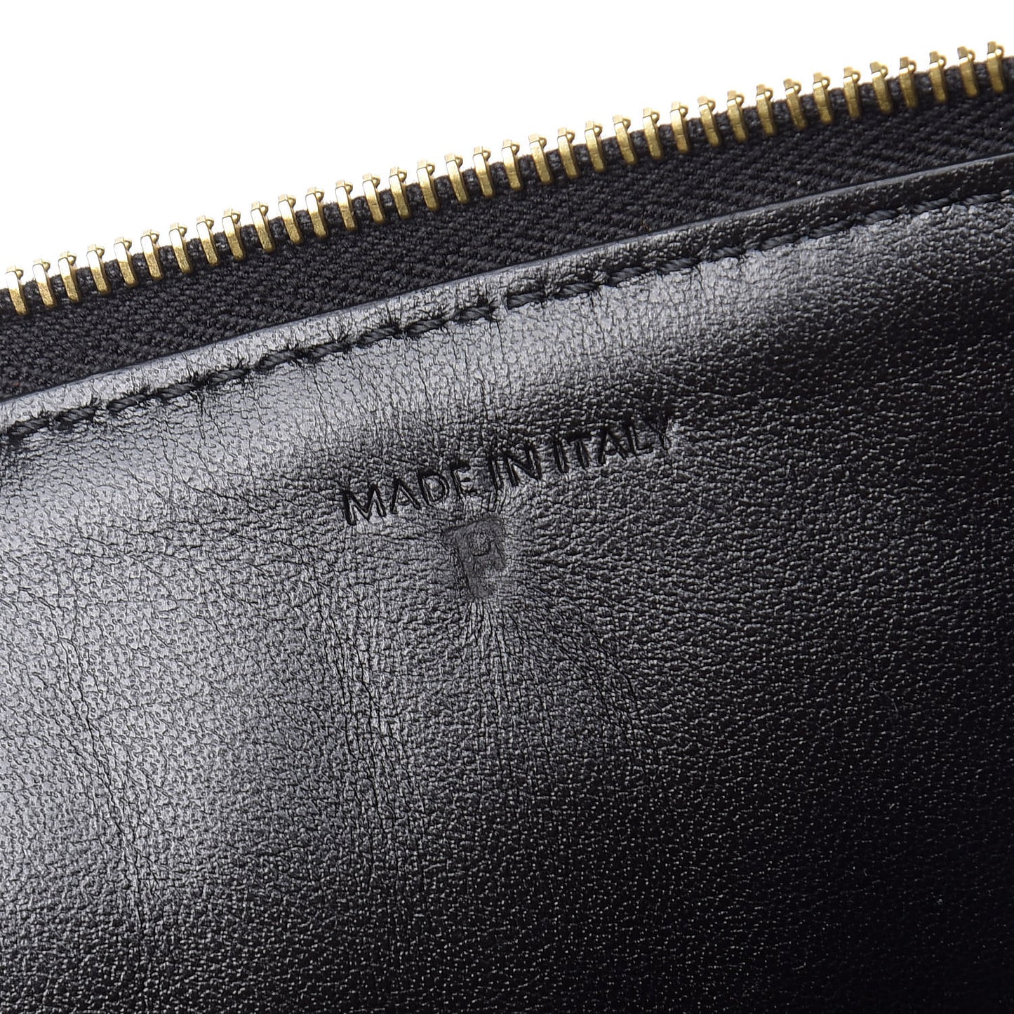 Calfskin Quilted C Charm Pouch Black