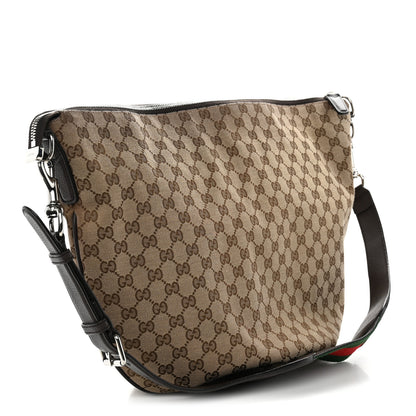 Gucci Monogram Calfskin Web Large Shoulder Bag Beige Brown 3 of 12