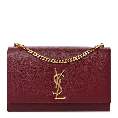 Saint Laurent Grain De Poudre Medium Monogram Kate Satchel Dark Red 1 of 10