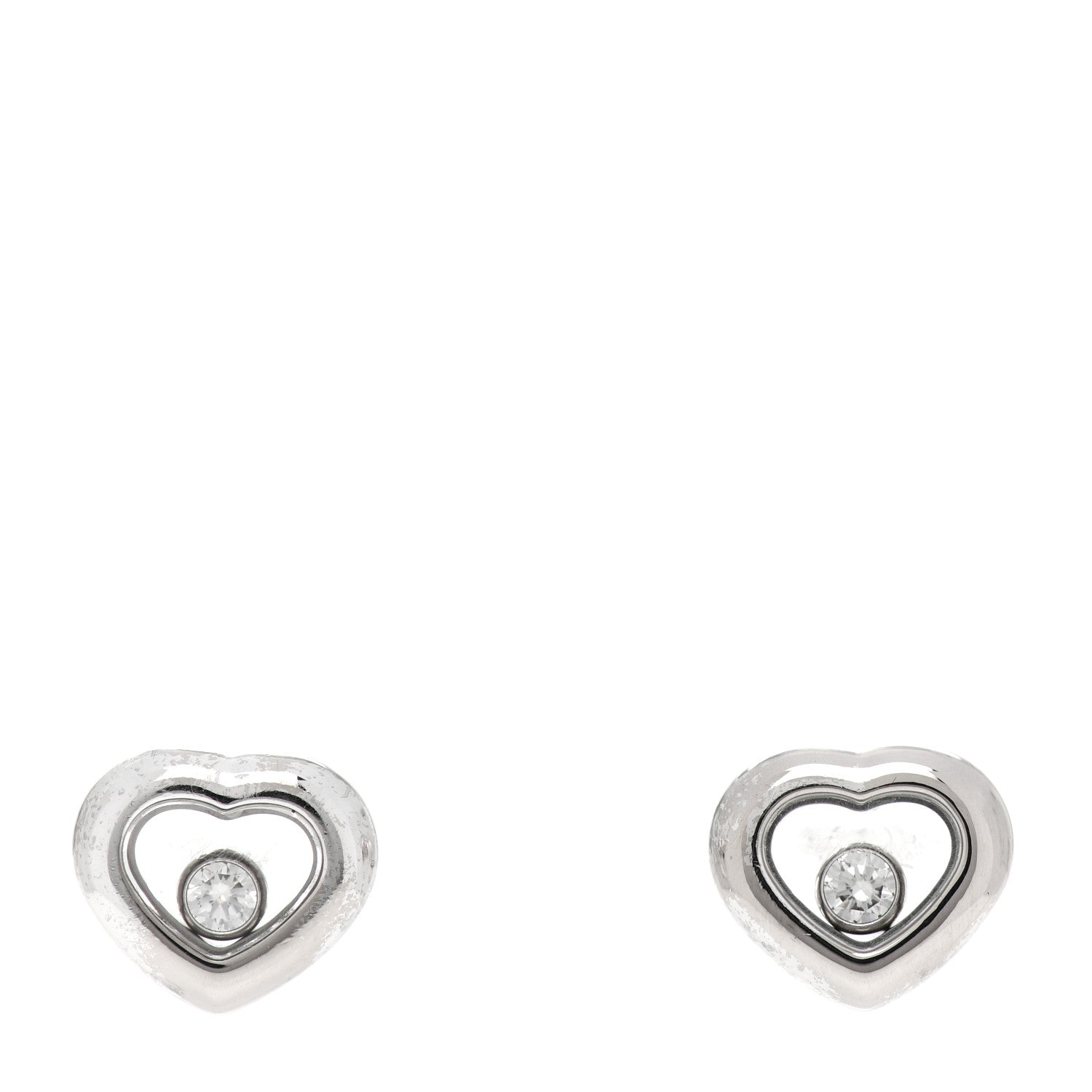 Chopard 18K White Gold Happy Diamonds Icons Heart Earrings 1 of 7