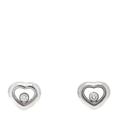 Chopard 18K White Gold Happy Diamonds Icons Heart Earrings 1 of 7