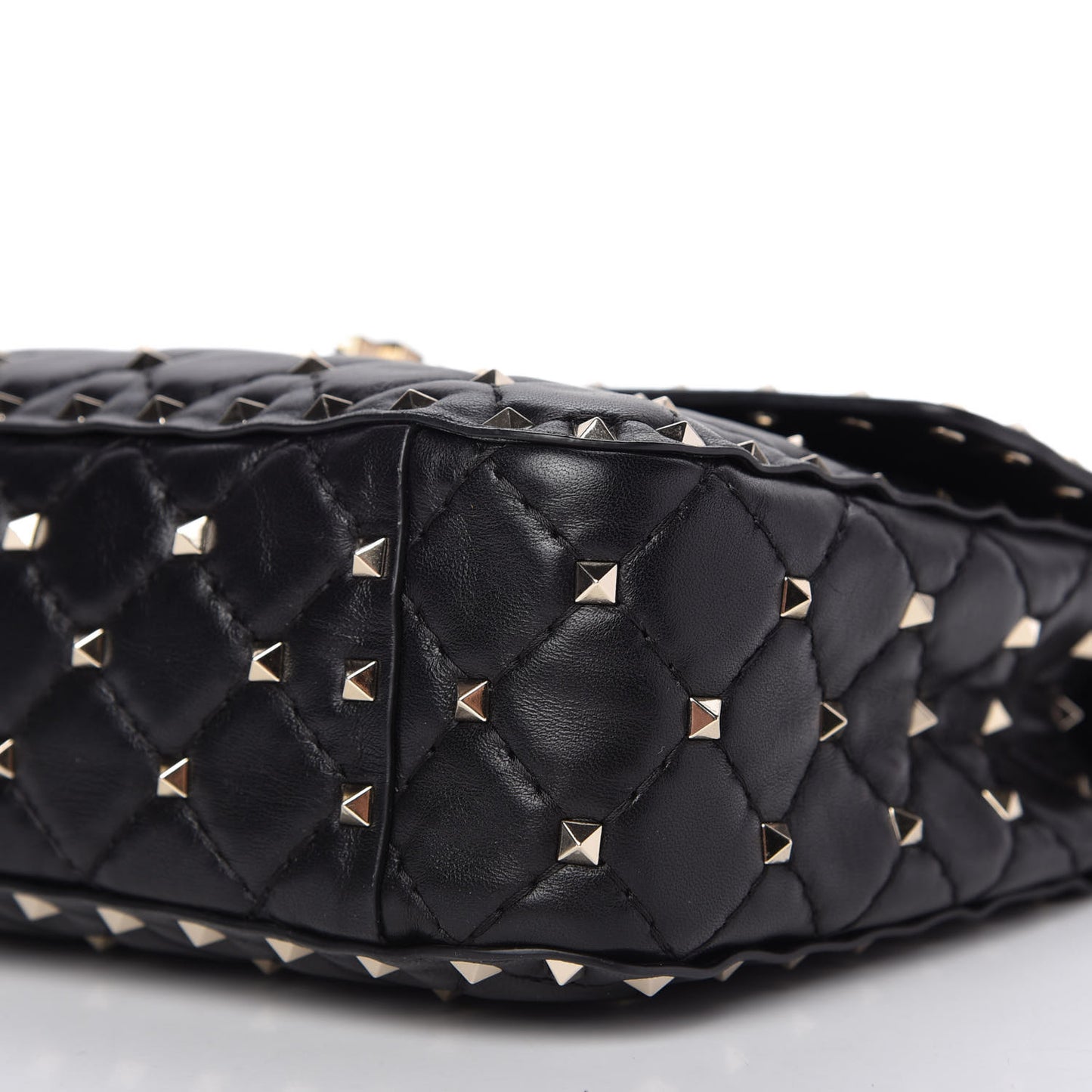 Lambskin Medium Rockstud Spike Shoulder Bag Black