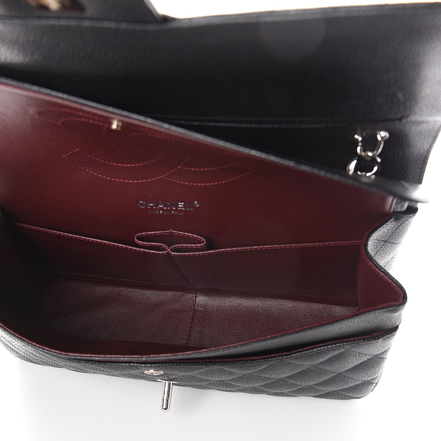 Caviar Quilted Jumbo Double Flap Black